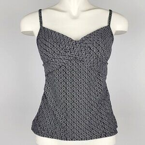 Christina Tankini Black White Geometric Print Padded Cups High Back Size 8